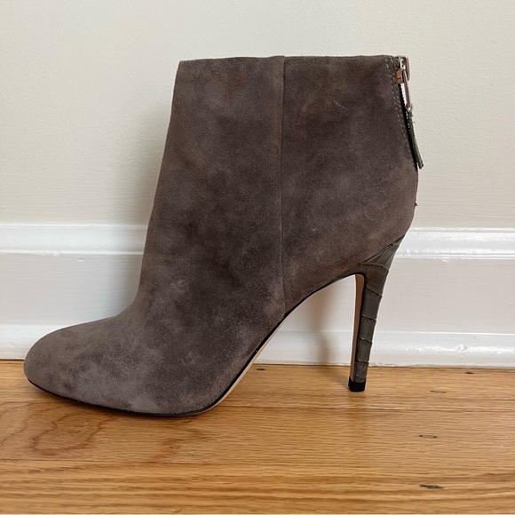 Sam Edelman Kourtney Gray Leather Suede Crocodile Heel Ankle Boots Size 8M - Picture 13 of 15